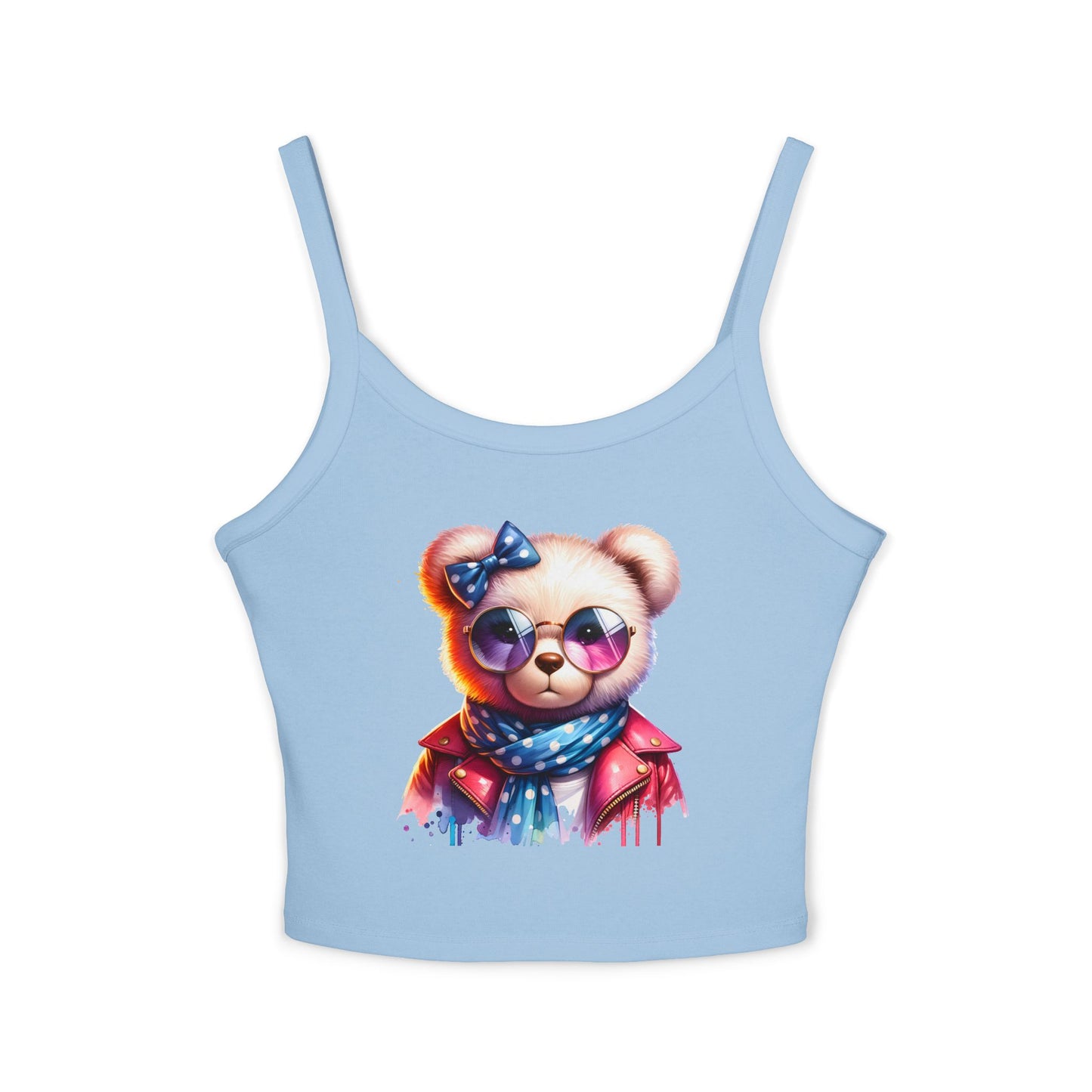 Princess Grace Cute Bear Graphic Spaghetti Strap Tank Top for Women