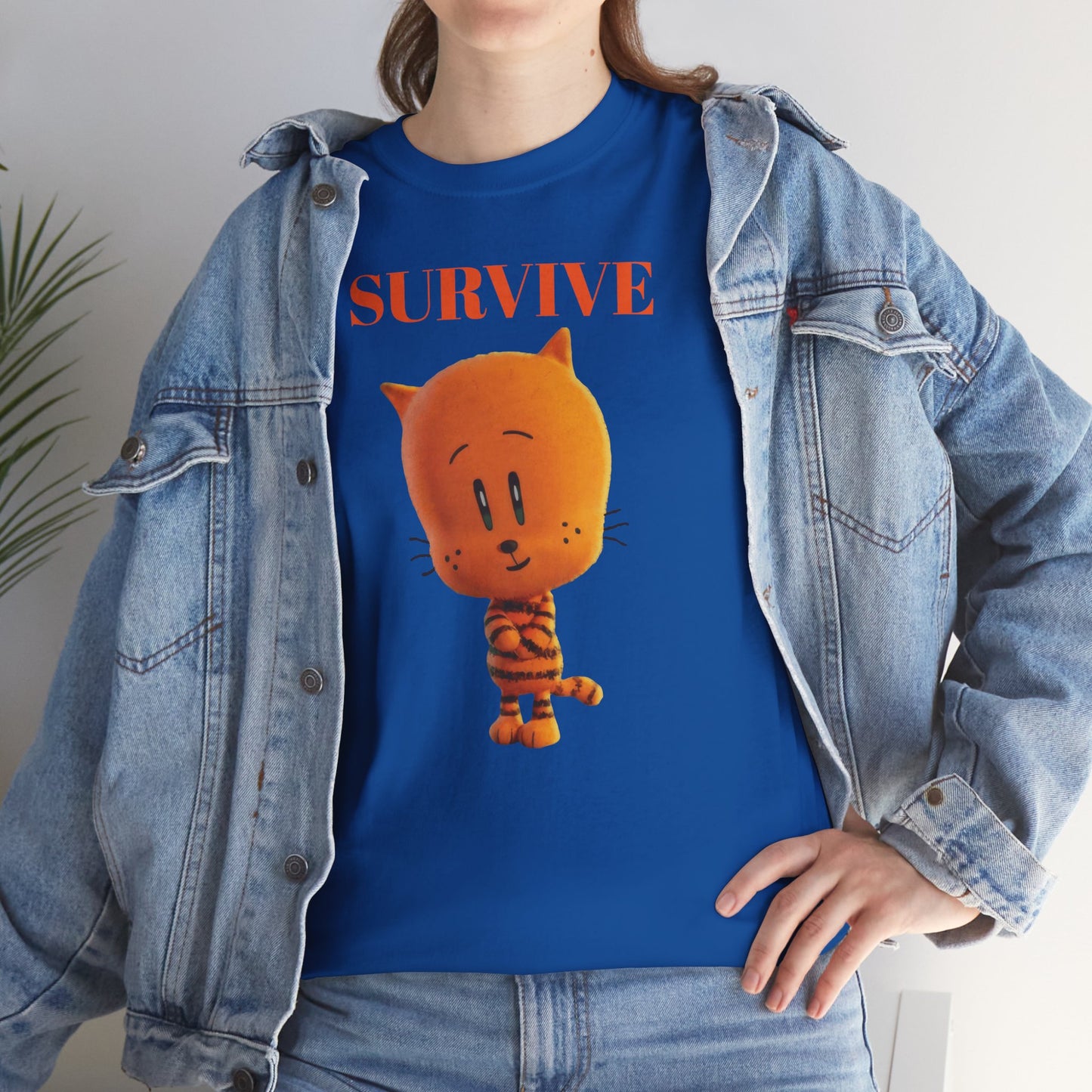 Princess Grace Survive Themed Unisex Heavy Cotton Tee Cute Cartoon Cat Design