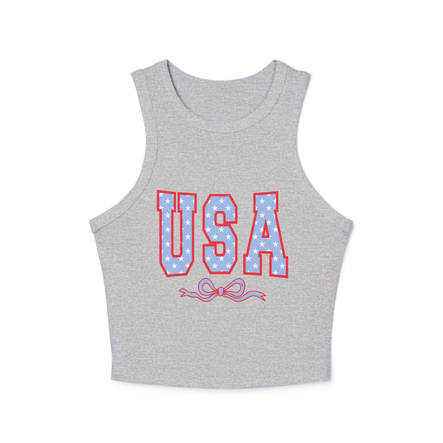 Princess Grace Patriotic USA Micro Rib Racer Tank Top for Women