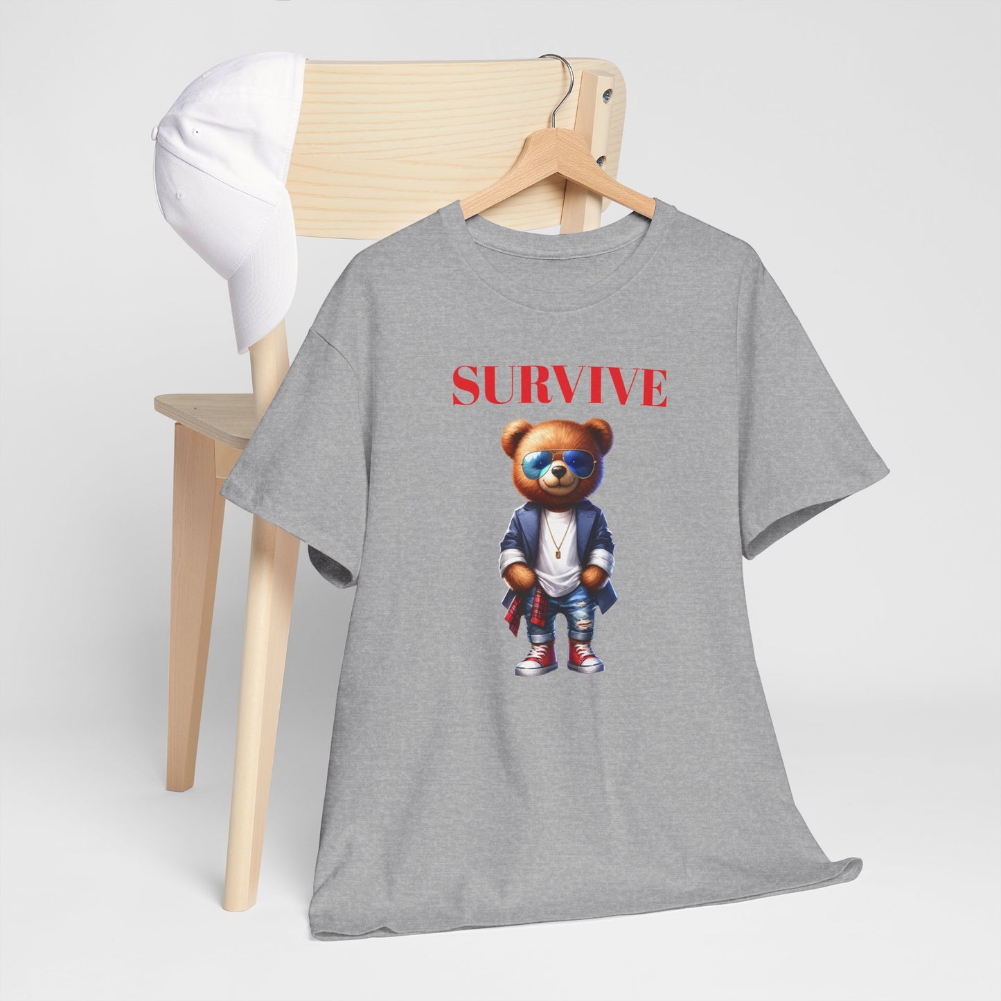 Princess Grace Survive Graphic Unisex Heavy Cotton Tee Trendy Bear Design