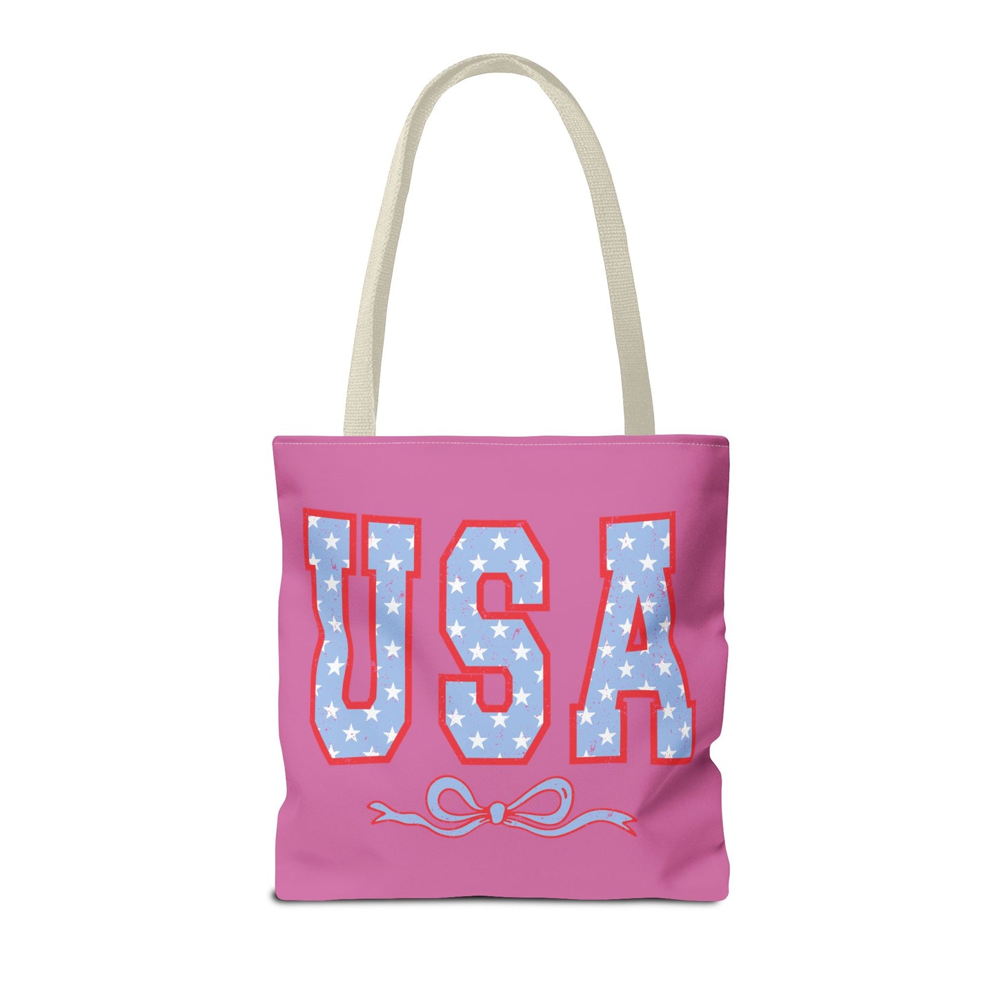 Princess Grace Patriotic USA Tote Bag Fun Stars and Bow Design for Holidays