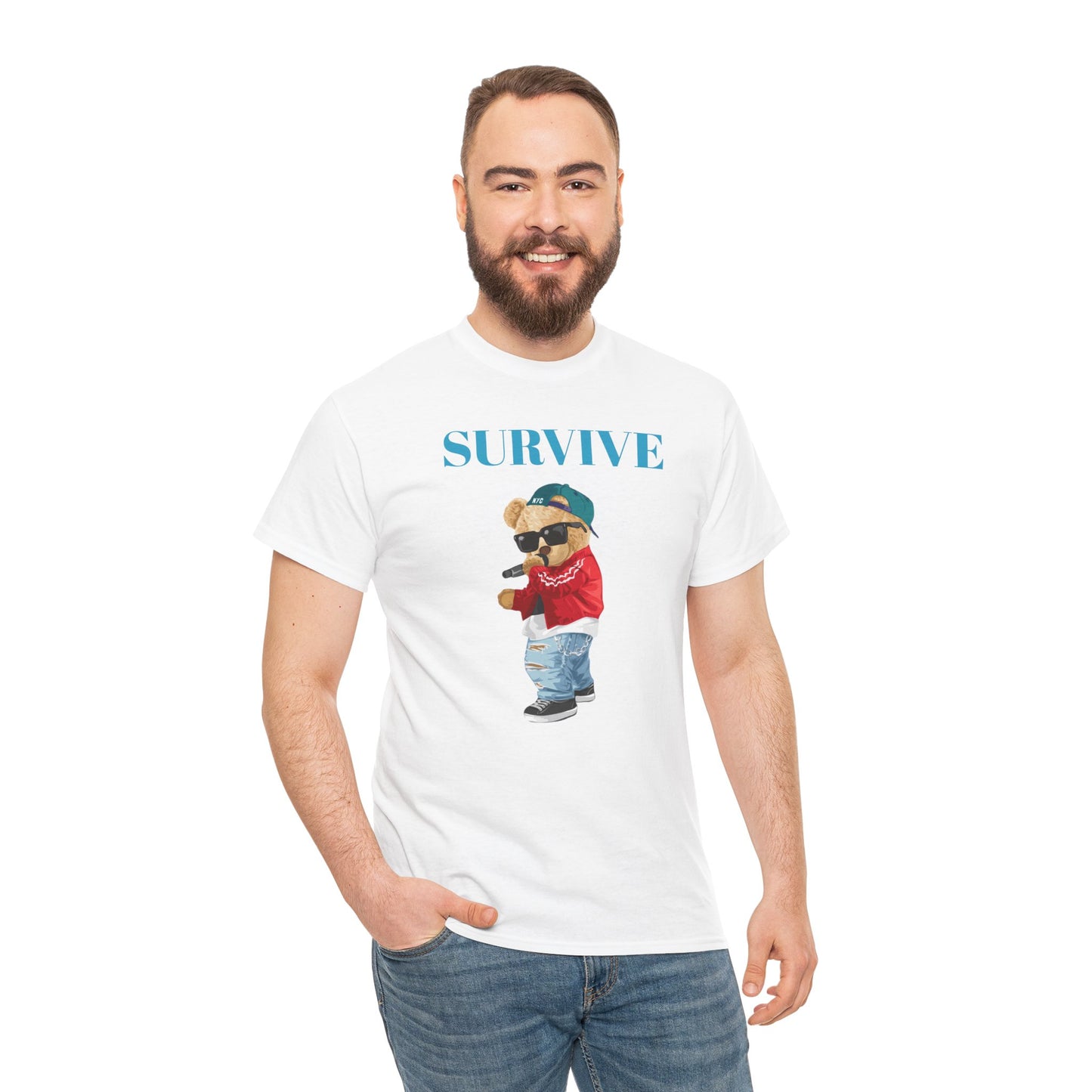 Princess Grace Survive Bear Unisex Heavy Cotton Tee Trendy Casual Wear