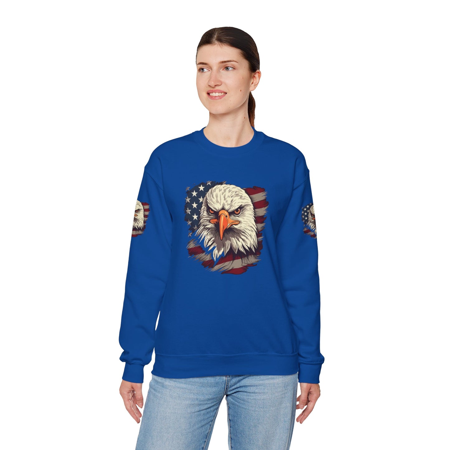 Princess Grace Patriotic Eagle Crewneck Sweatshirt Unisex Heavy Blend