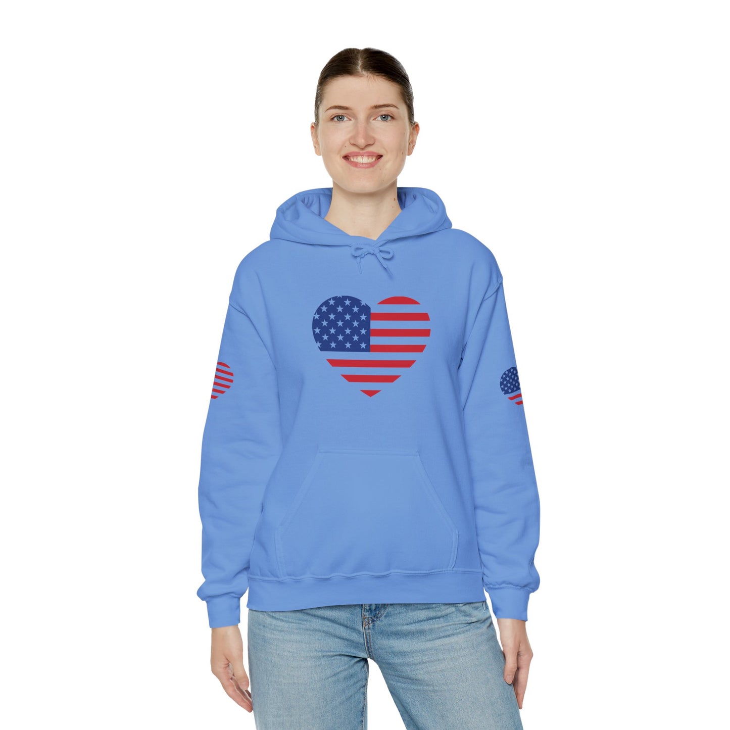 Princess Grace Patriotic Heart Design Unisex Hoodie Perfect for Holidays and Celebrations