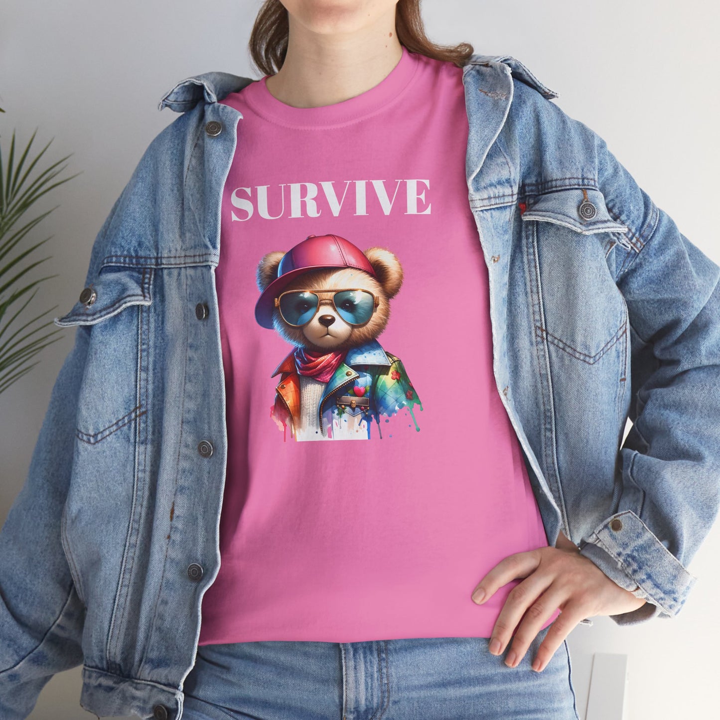Princess Grace Survive Bear Unisex Heavy Cotton Tee Cool Graphic T-Shirt for Casual Style