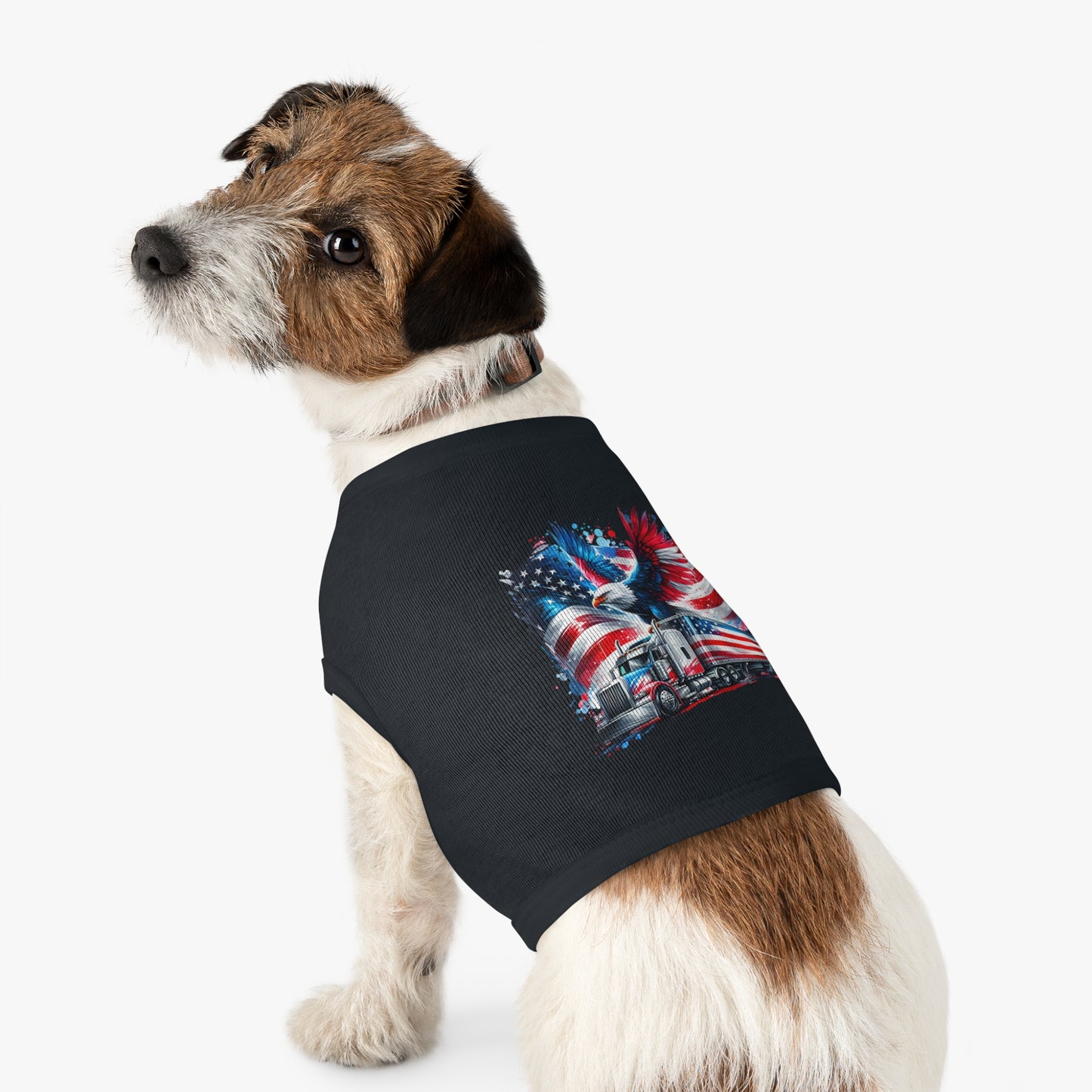 Princess Grace Patriotic Pet Tank Top with Eagle and Truck Design