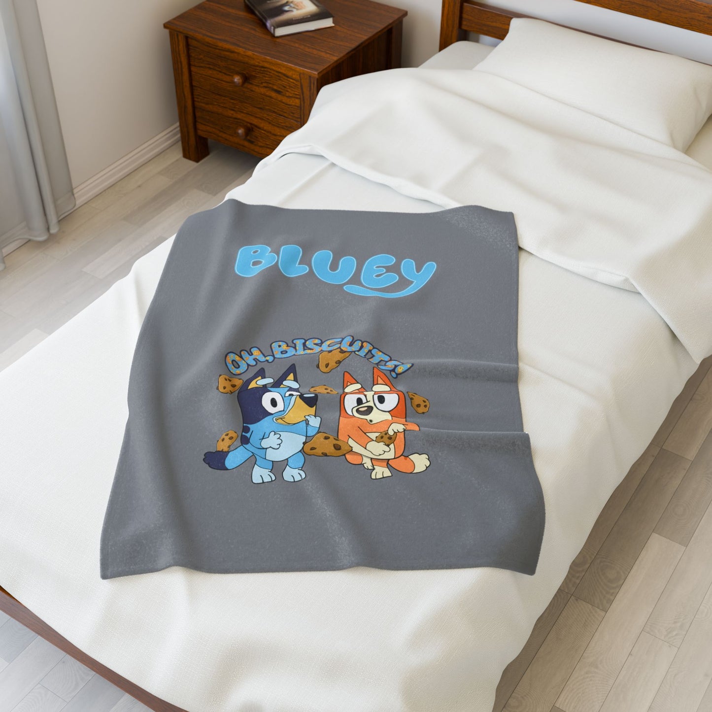 Princess Grace Bluey Oh Biscuits! Velveteen Plush Blanket Cozy Cartoon Lounging