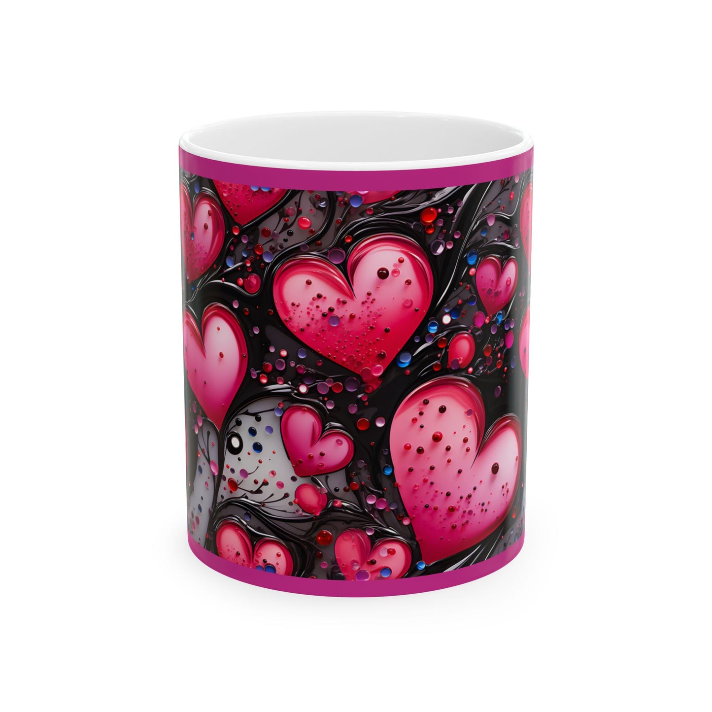 Princess Grace Colorful Heart Design Ceramic Mug Perfect for Valentine's Day