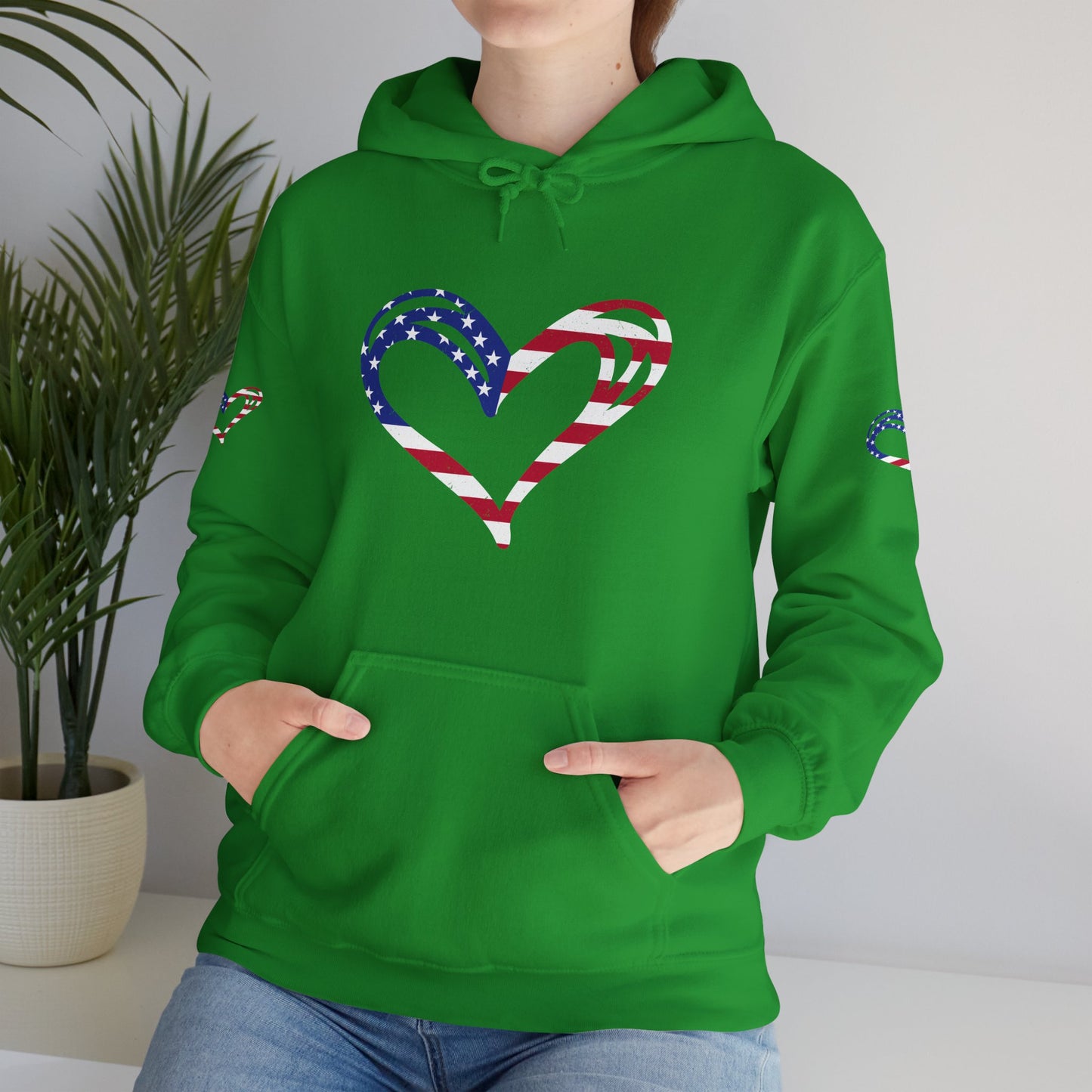 Princess Grace Patriotic Heart Unisex Hoodie Comfortable Heavy Blend Sweatshirt for Independence Day and Everyday Wear