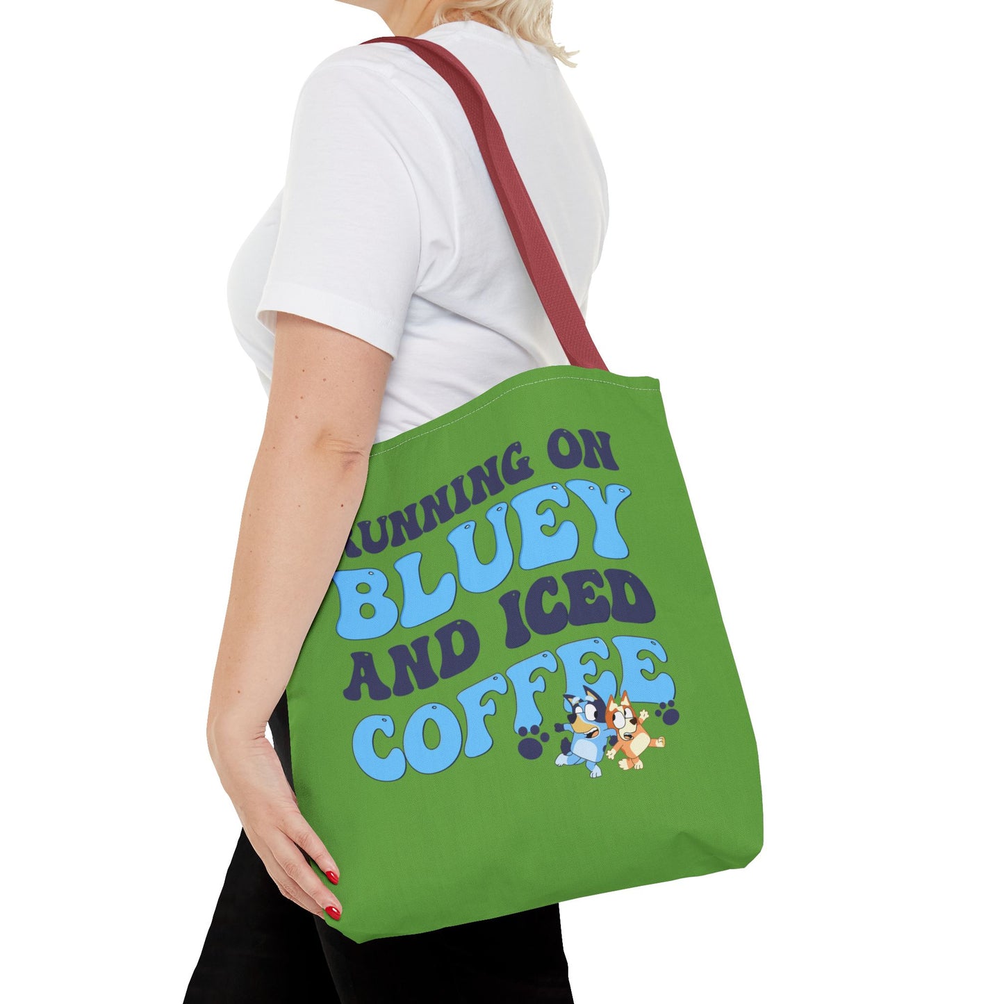 Princess Grace Bluey Coffee Lover Tote Bag Running on Bluey and Iced Coffee