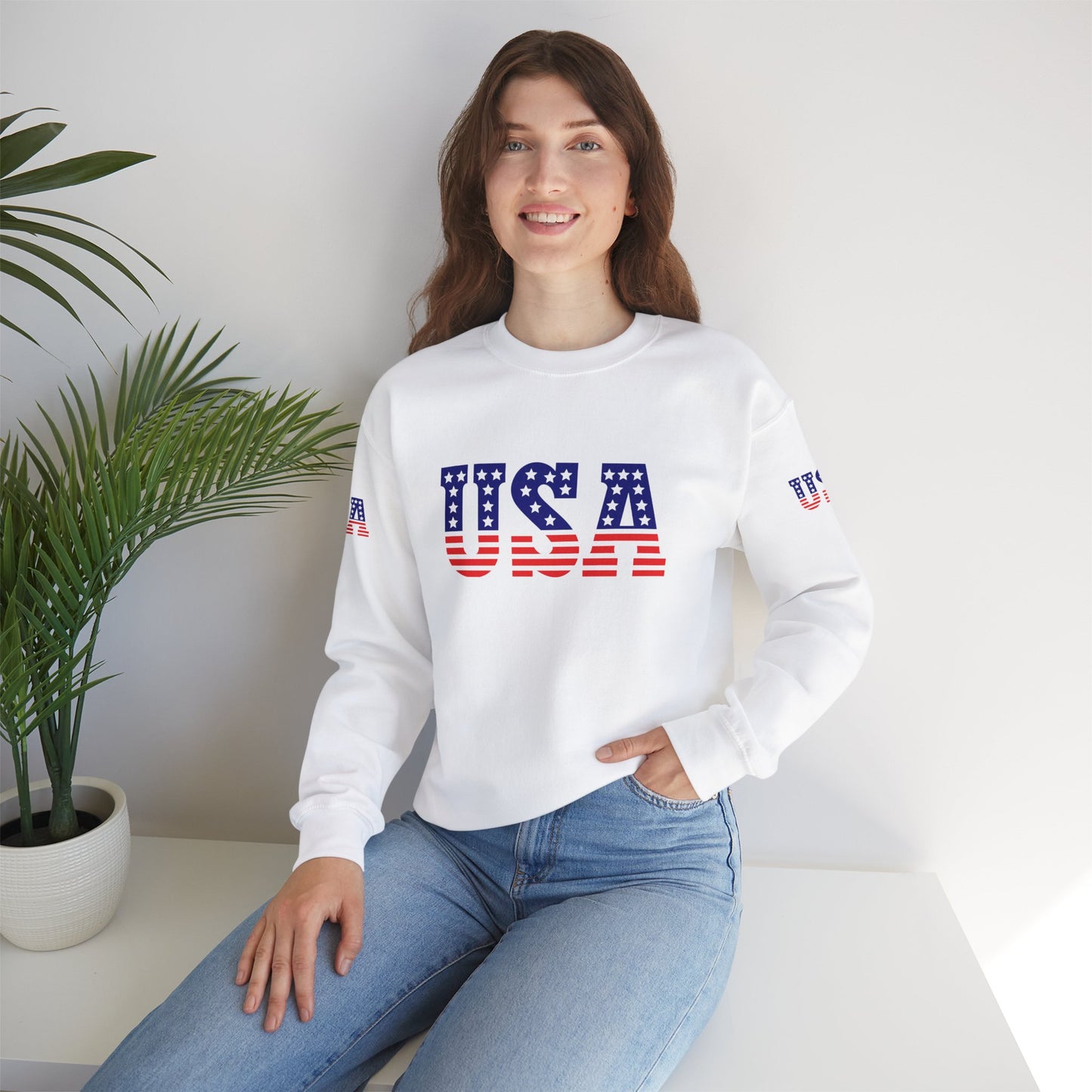 Princess Grace Patriotic USA Unisex Crewneck Sweatshirt Perfect for Independence Day Casual Wear