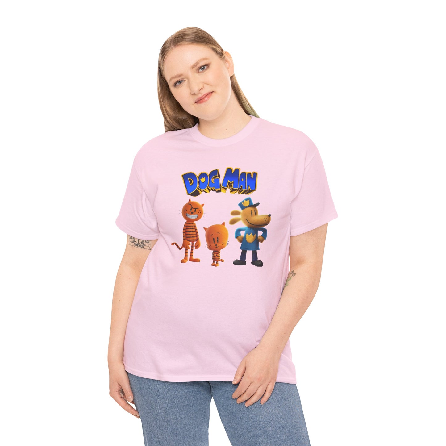 Princess Grace Dog Man Cartoon Unisex Heavy Cotton Tee Fun Graphic Tee for Kids and Fans