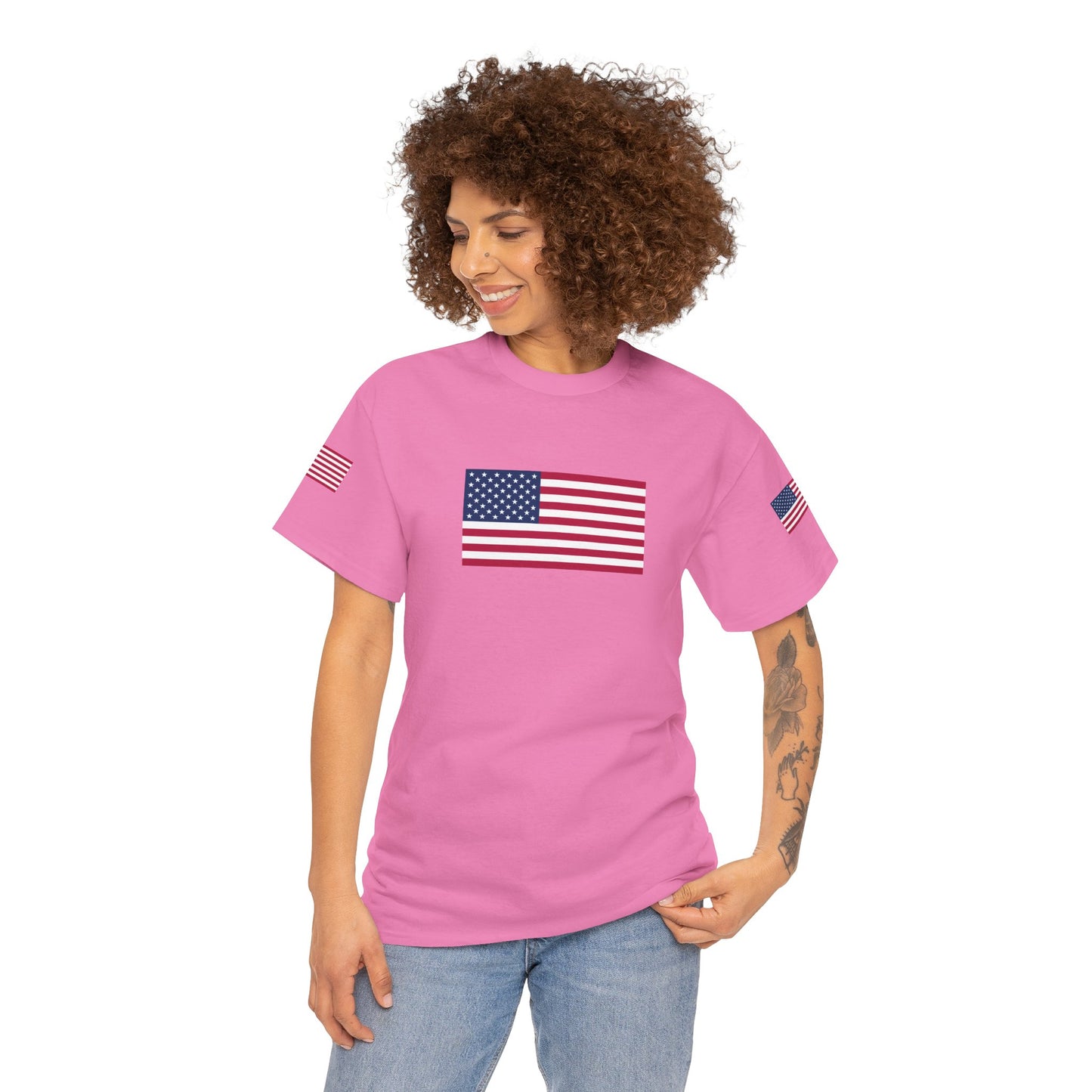 Princess Grace Patriotic Unisex Heavy Cotton Tee with USA Flag Design