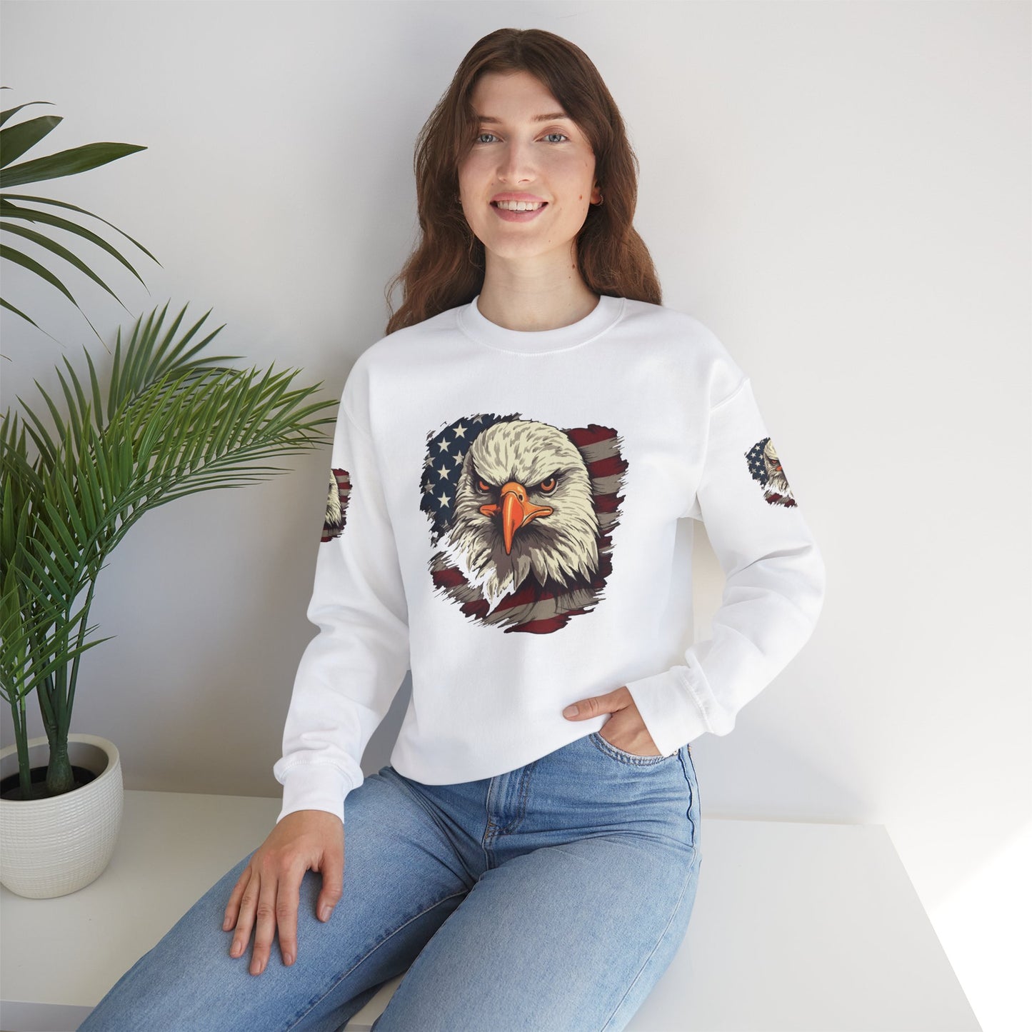 Princess Grace Patriotic Eagle Crewneck Sweatshirt Unisex Heavy Blend