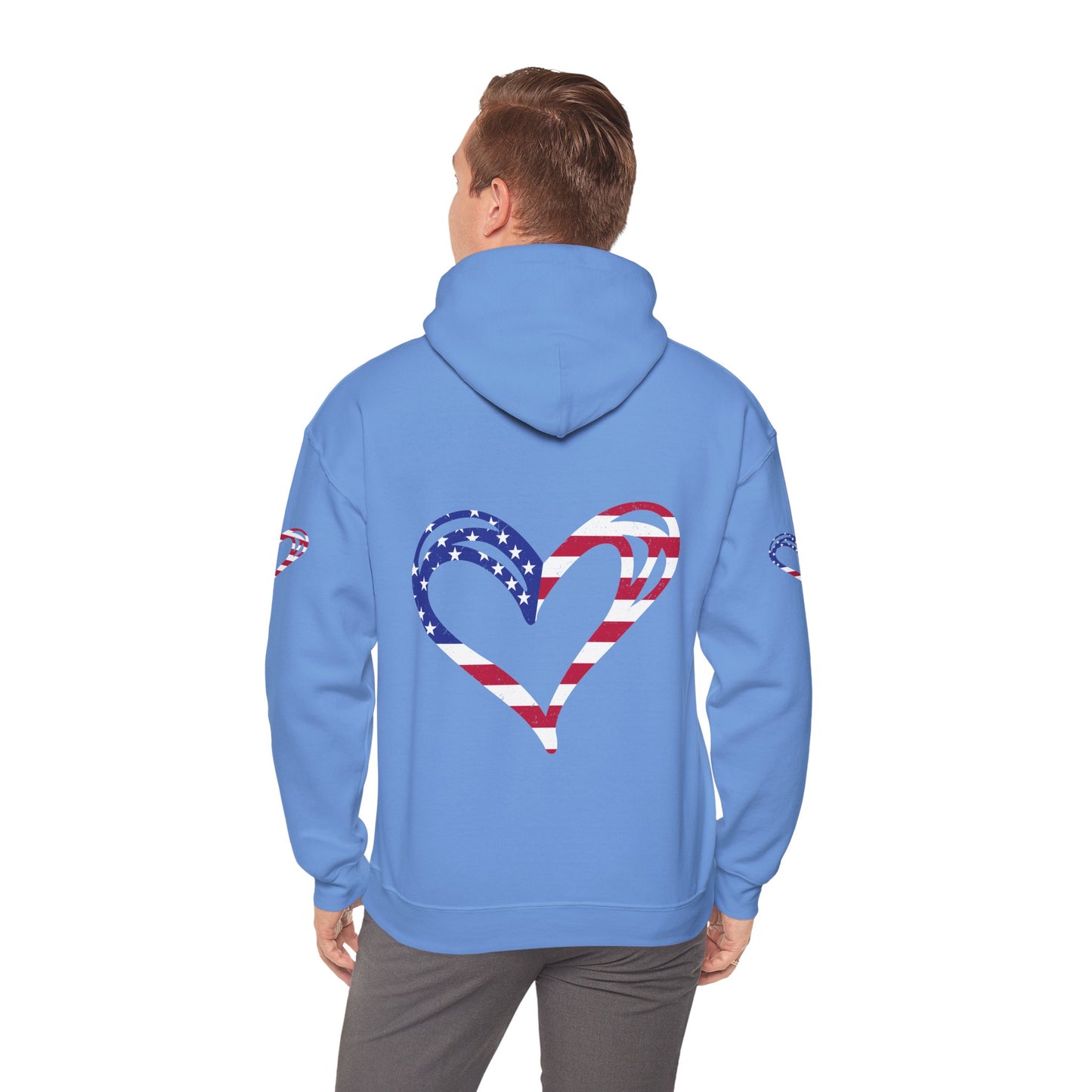 Princess Grace Patriotic Heart Unisex Hoodie Comfortable Heavy Blend Sweatshirt for Independence Day and Everyday Wear