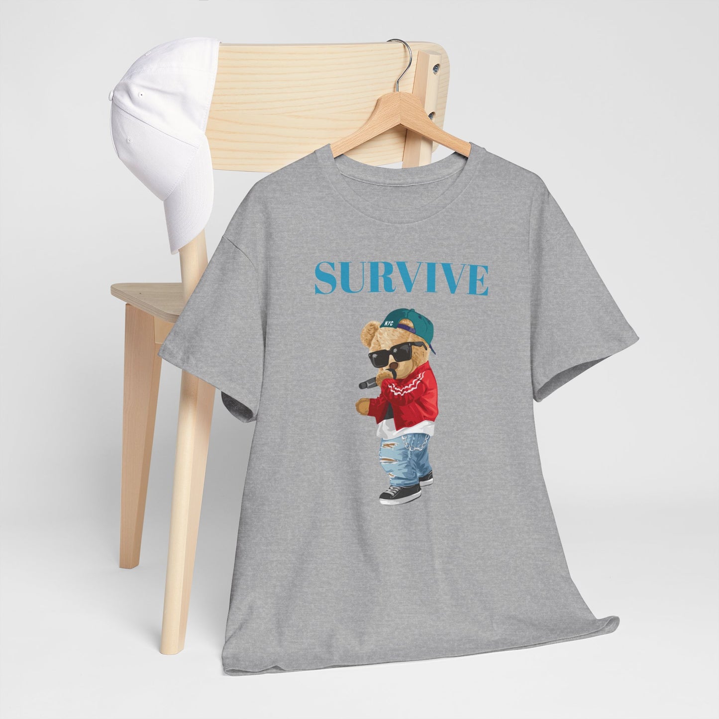 Princess Grace Survive Bear Unisex Heavy Cotton Tee Trendy Casual Wear
