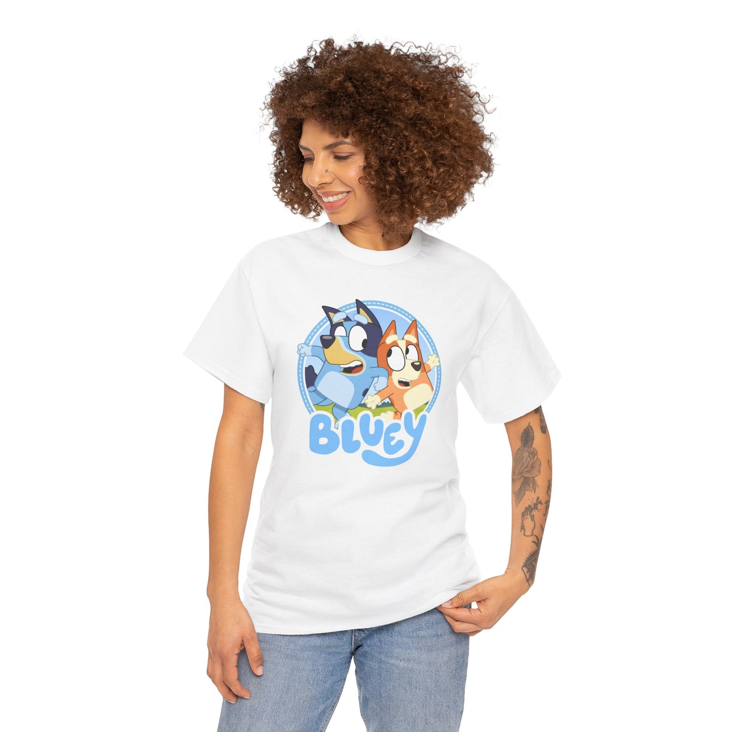 Princess Grace Bluey Fun Unisex Heavy Cotton Tee Perfect Gift for Kids and Cartoon Lovers