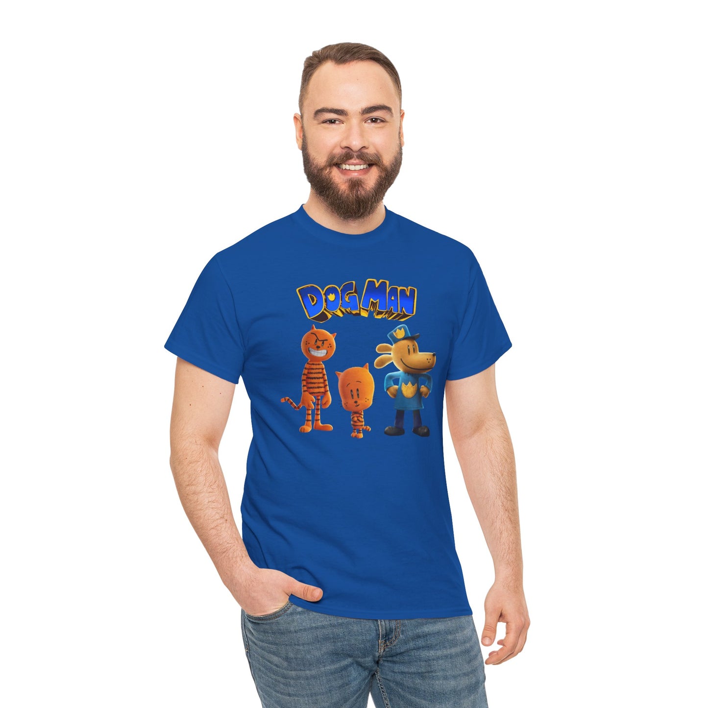 Princess Grace Dog Man Cartoon Unisex Heavy Cotton Tee Fun Graphic Tee for Kids and Fans