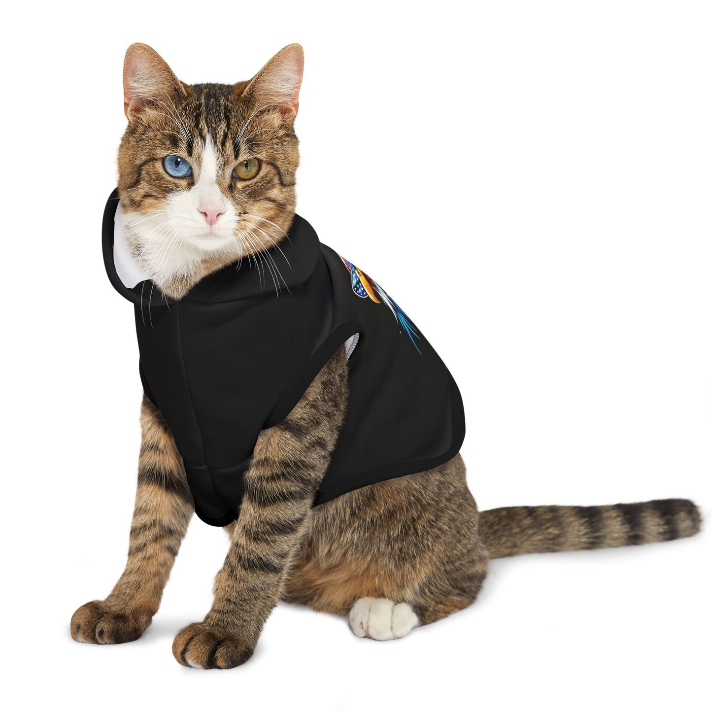 Princess Grace Patriotic Eagle Pet Hoodie Stylish Black Dog Sweatshirt with America Themed Design