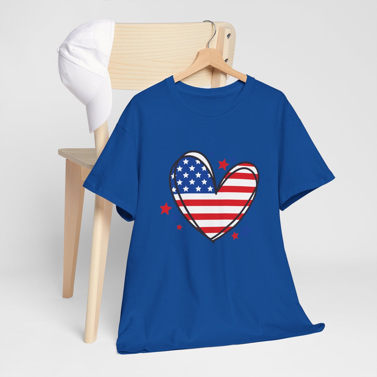 Princess Grace Patriotic Heart Unisex Heavy Cotton Tee USA Love T-Shirt