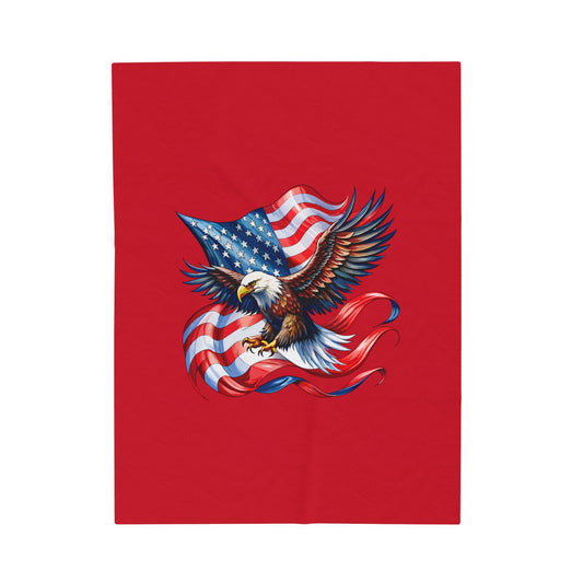 Princess Grace  Patriotic Eagle Velveteen Plush Blanket Cozy Americana Decor