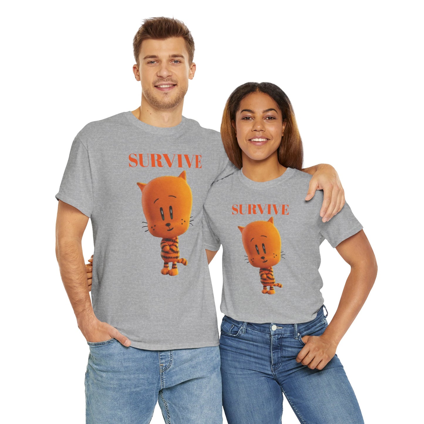 Princess Grace Survive Themed Unisex Heavy Cotton Tee Cute Cartoon Cat Design