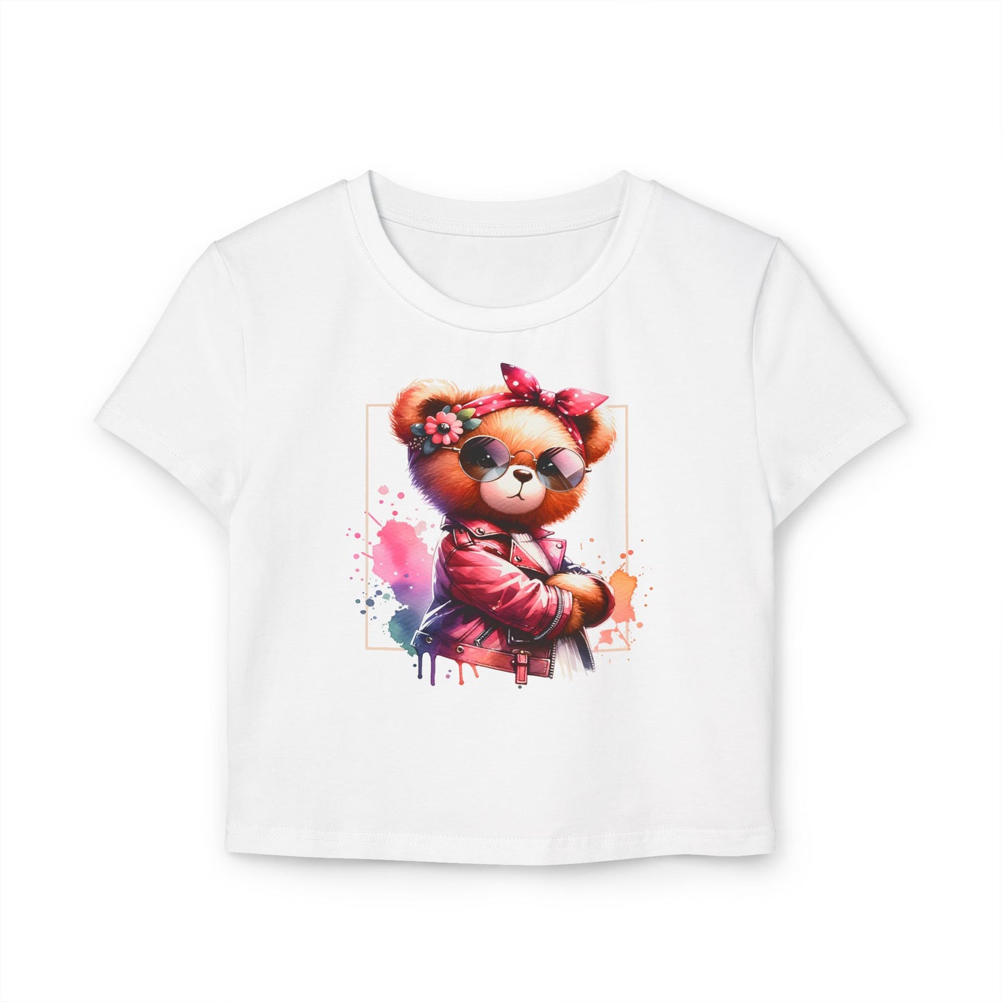 Princess Grace Cute Bear Graphic Women's Baby Tee Trendy Spring Fashion