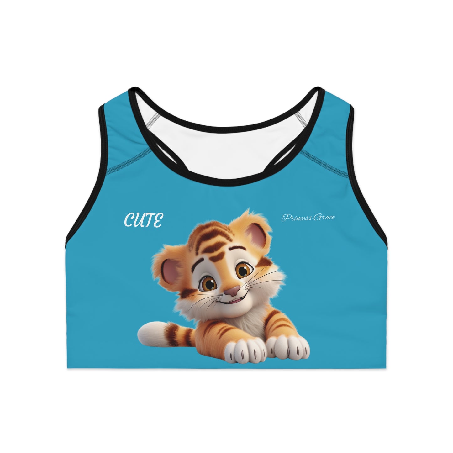 Princess Grace Cute Tiger Graphic Sports Bra for Active Lifestyle