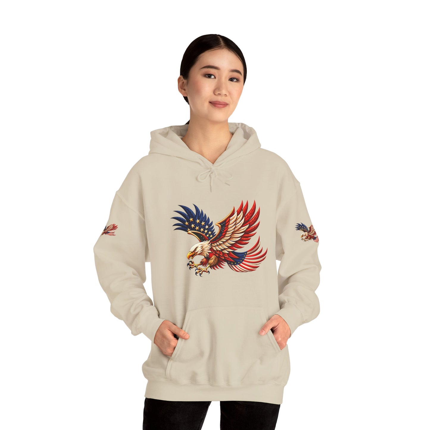 Princess grace Patriotic Eagle Hooded Sweatshirt Unisex Heavy Blend