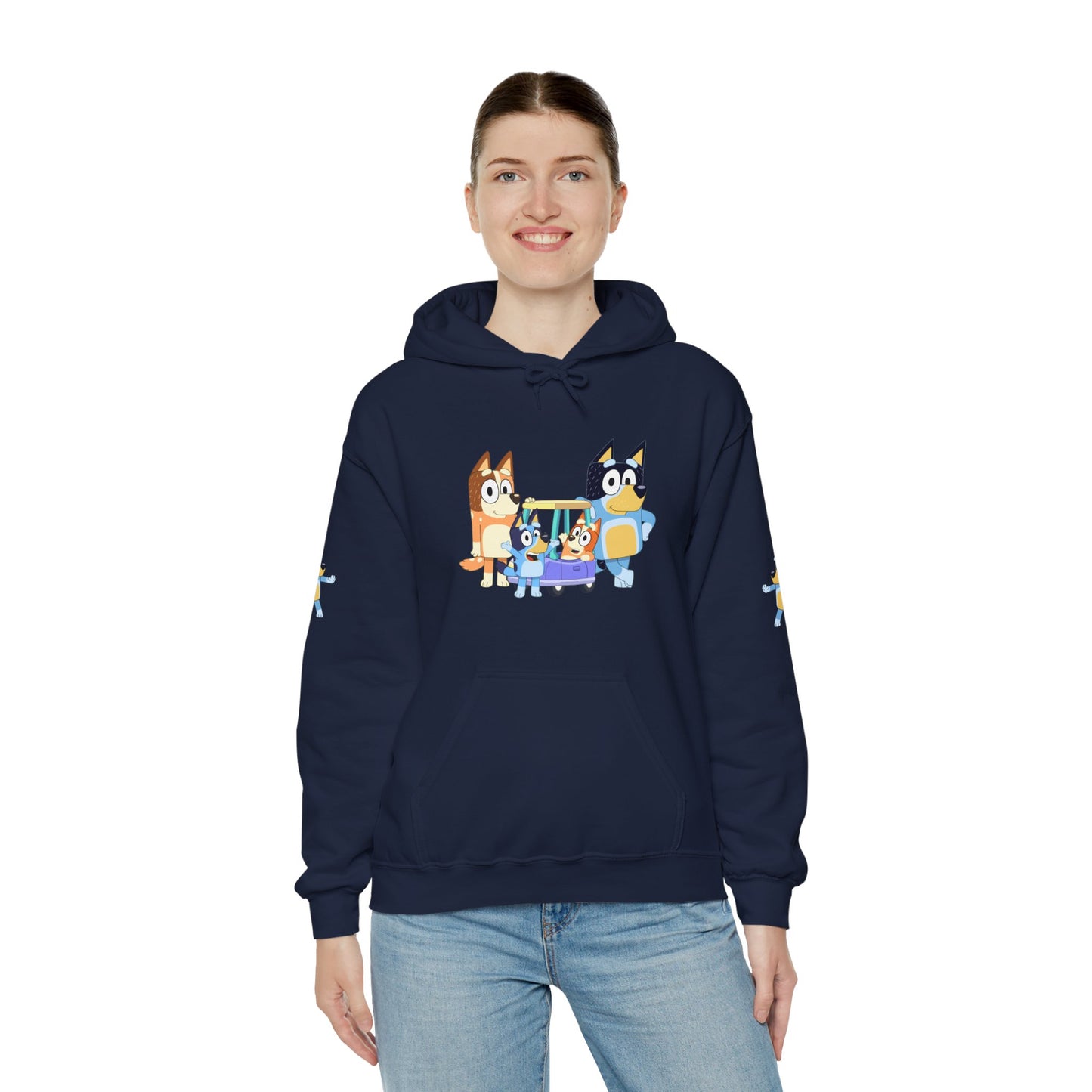 Princess Grace Bluey Fun Family Cartoon Hoodie - Unisex Heavy Blend with Playful Characters