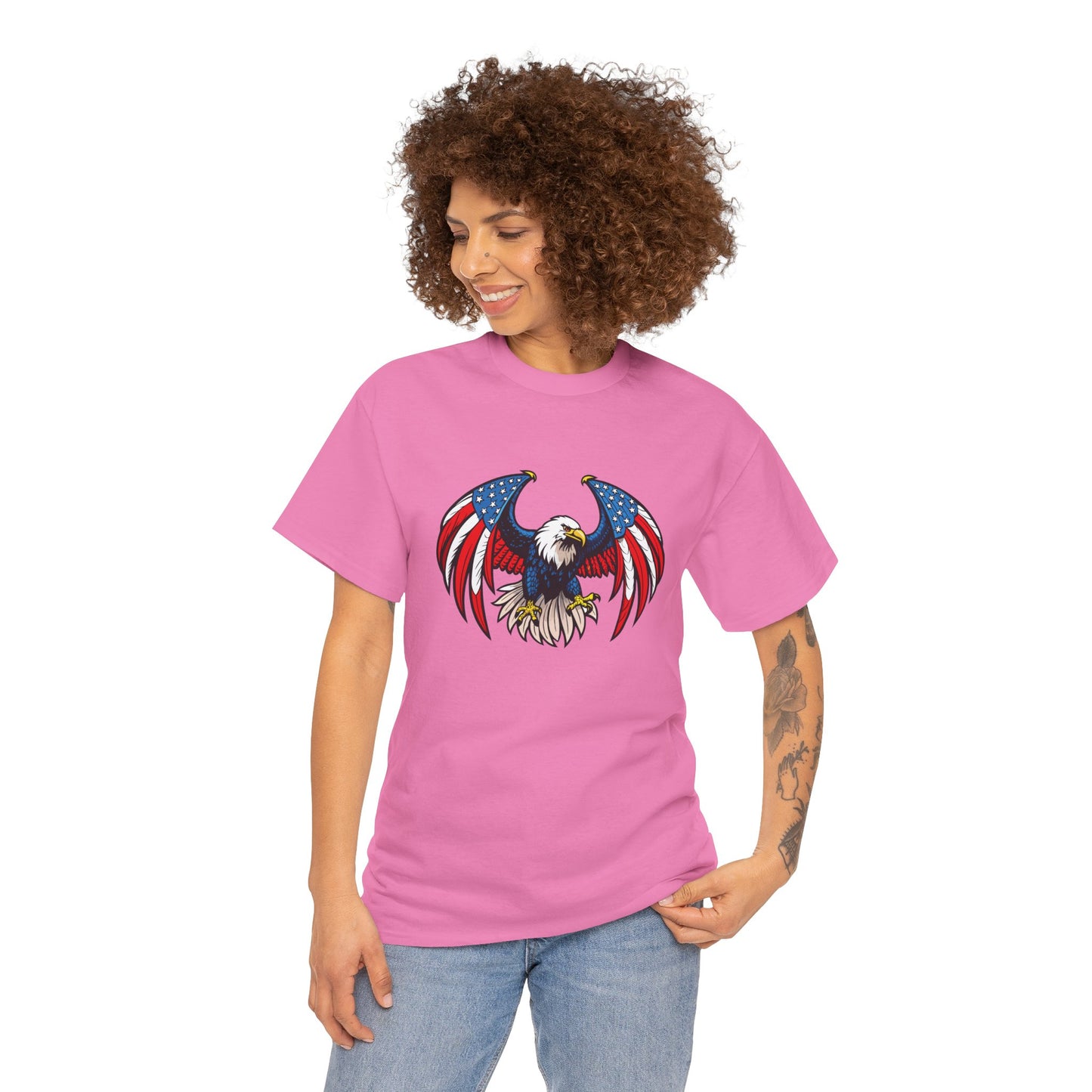 Princess Grace Patriotic Eagle Unisex Heavy Cotton Tee 4th of July Graphic T-Shirt