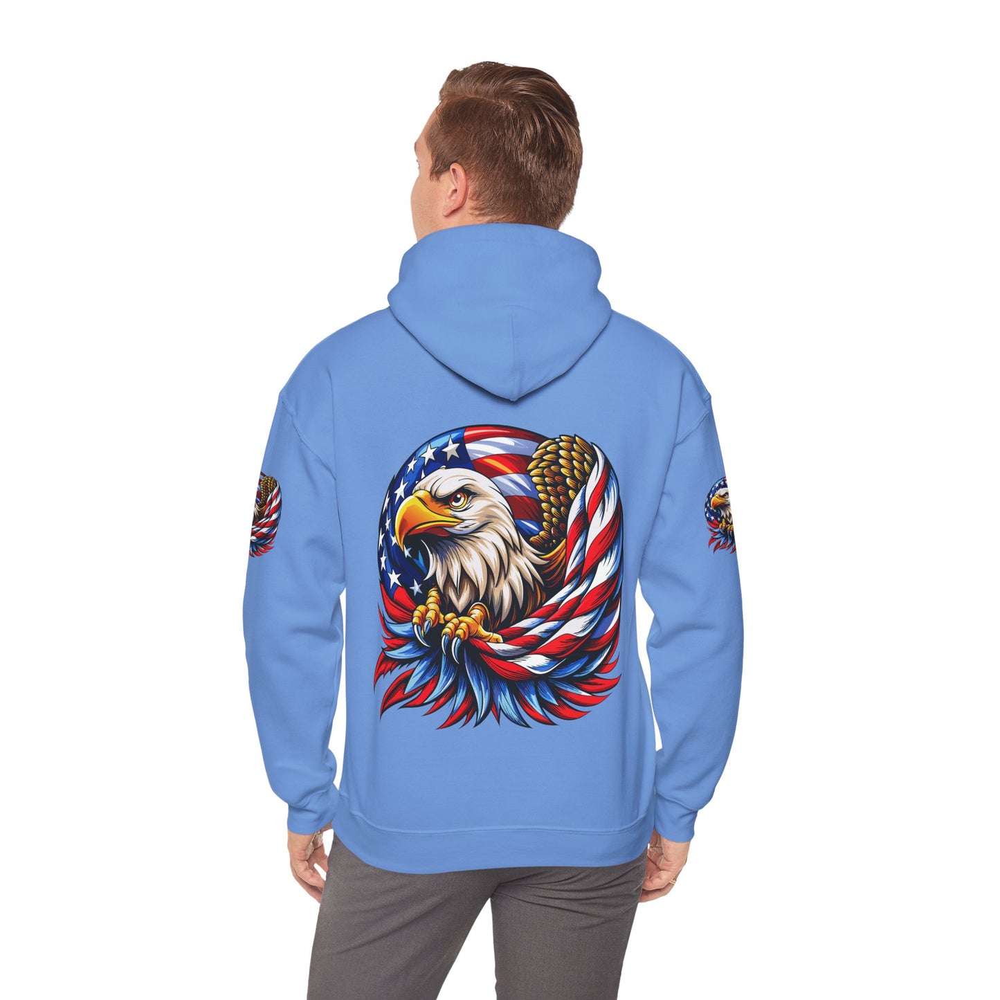 Princess Grace Patriotic Eagle Hoodie Unisex Heavy Blend Sweatshirt with American Flag Design