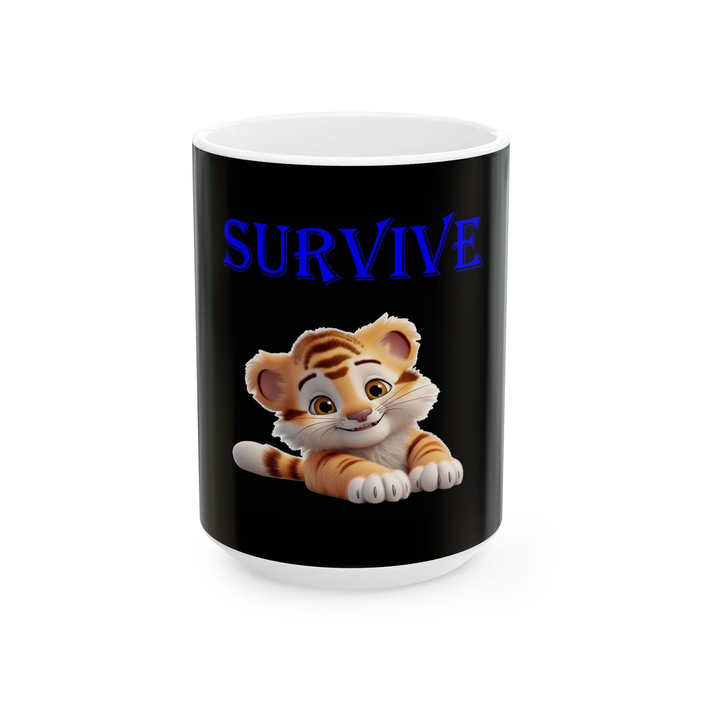 Princess Grace Survive Cute Tiger Survive Ceramic Mug Fun Animal Coffee Cup for Kids & Adults