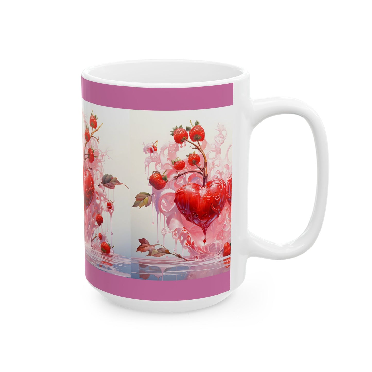 Princess Grace Romantic Strawberry Heart Ceramic Mug Perfect Gift for Valentine's Day