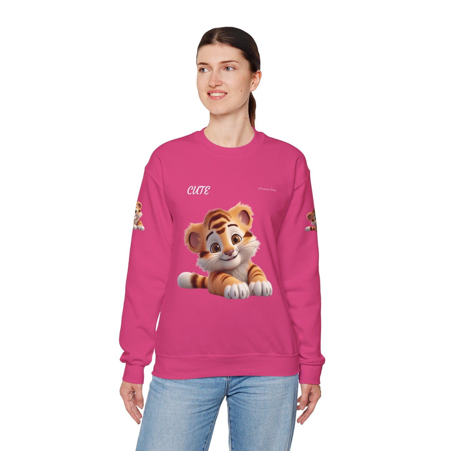 Princess Grace Cute Tiger Unisex Heavy Blen Crewneck Sweatshirt