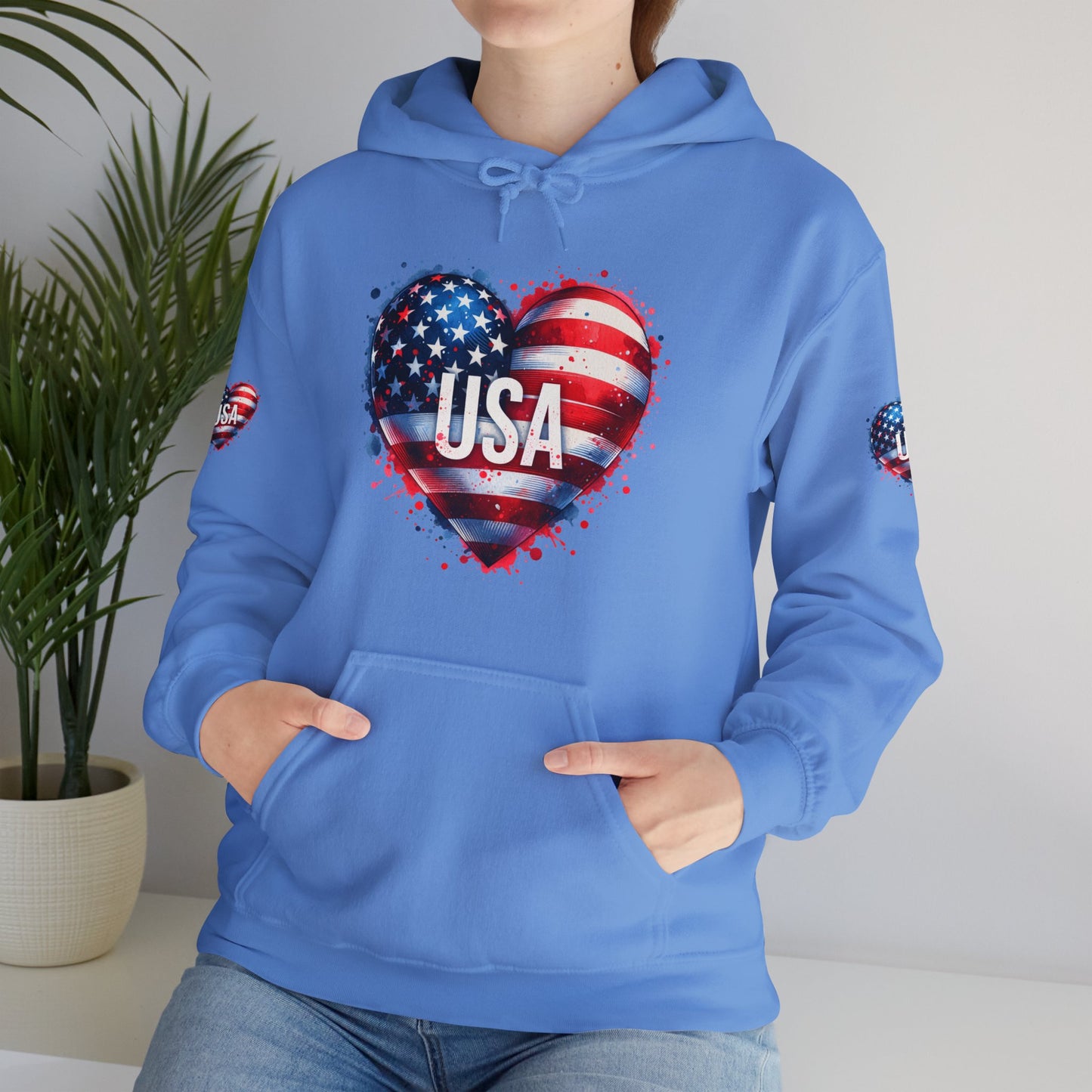 Princess Grace Patriotic Heart Hoodie for USA Lovers Unisex Heavy Blend
