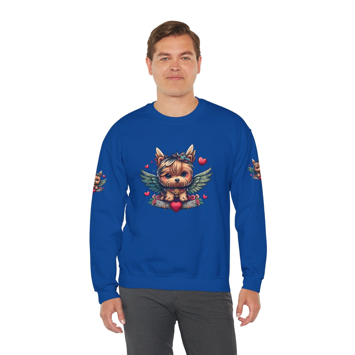Princess Grace Cute Yorkie Wings Crewneck Sweatshirt Perfect Gift for Dog Lovers