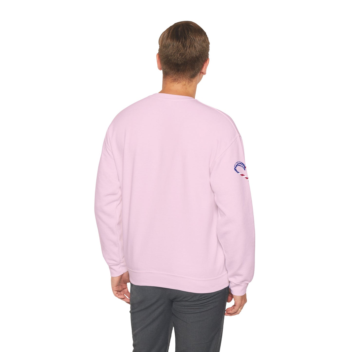 Princess Grace Patriotic Heart Sweatshirt Unisex Heavy Blend Crewneck with Candy Cane Design