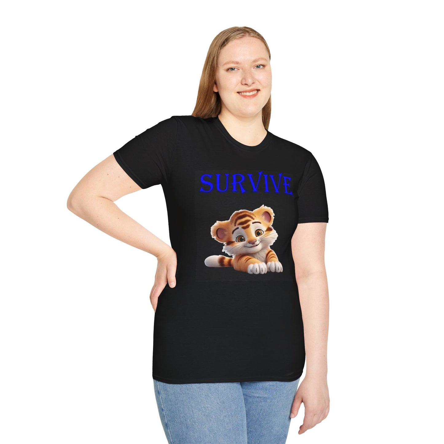 Princess Grace Survive Tiger Unisex Softstyle T-Shirt Cute Casual Wear for Animal Lovers