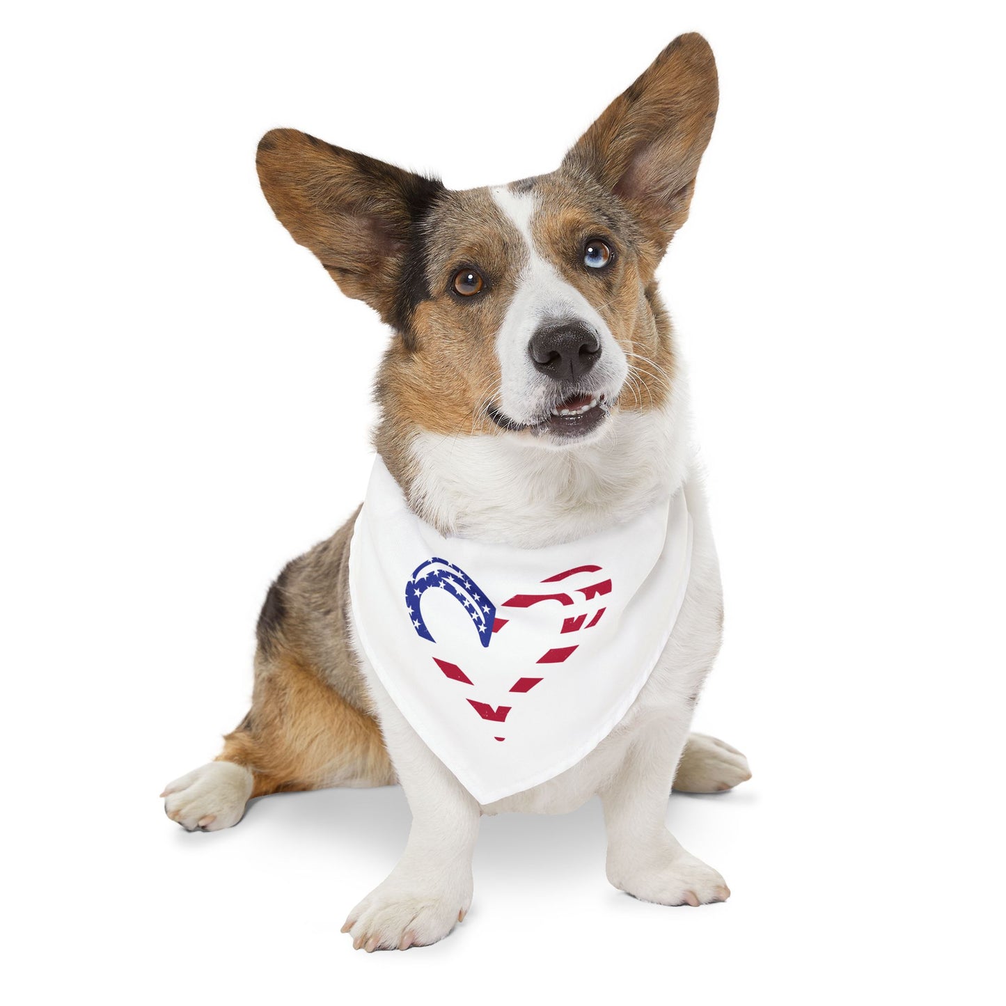 Princess Grace Patriotic Pet Bandana Collar Heart Design for Dogs
