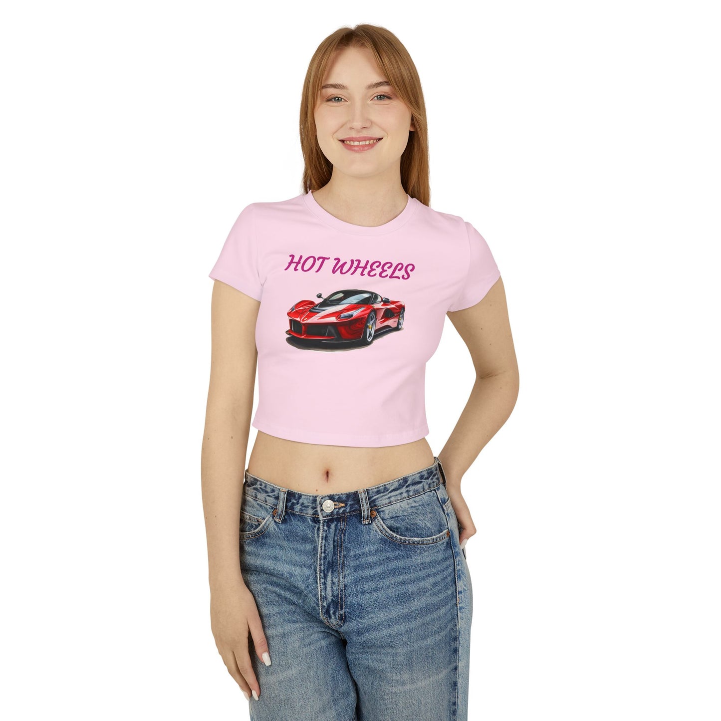 Princess Grace Hot Wheels Women's Baby Tee Stylish Car Graphic T-Shirt