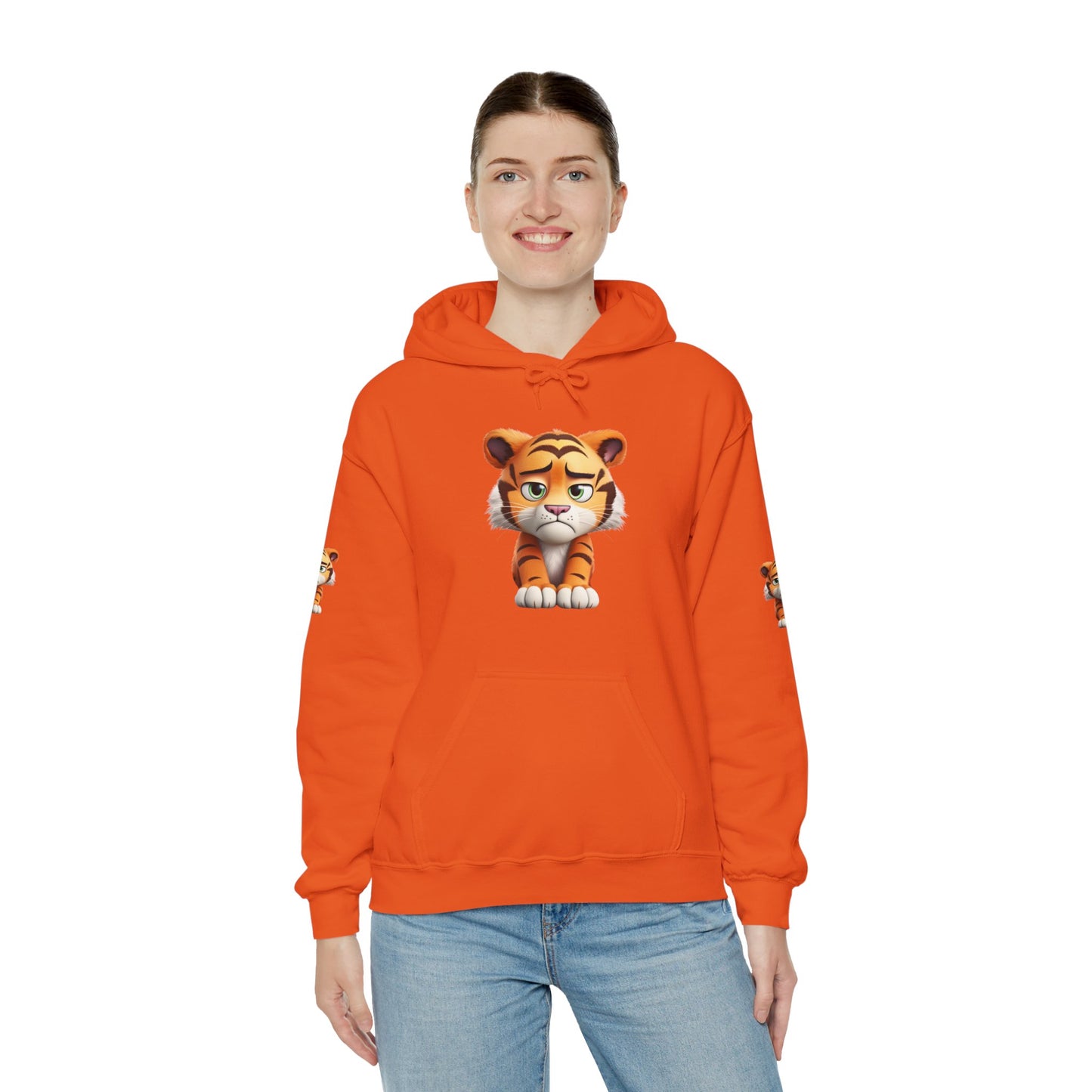 Princess Grace Playful Tiger Graphic Hoodie Unisex Heavy Blend Sweatshirt for Kids and Adults