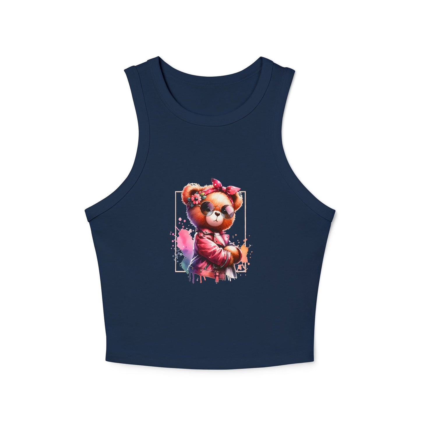 Princess Grace Cute Floral Teddy Bear Racer Tank Top for Women