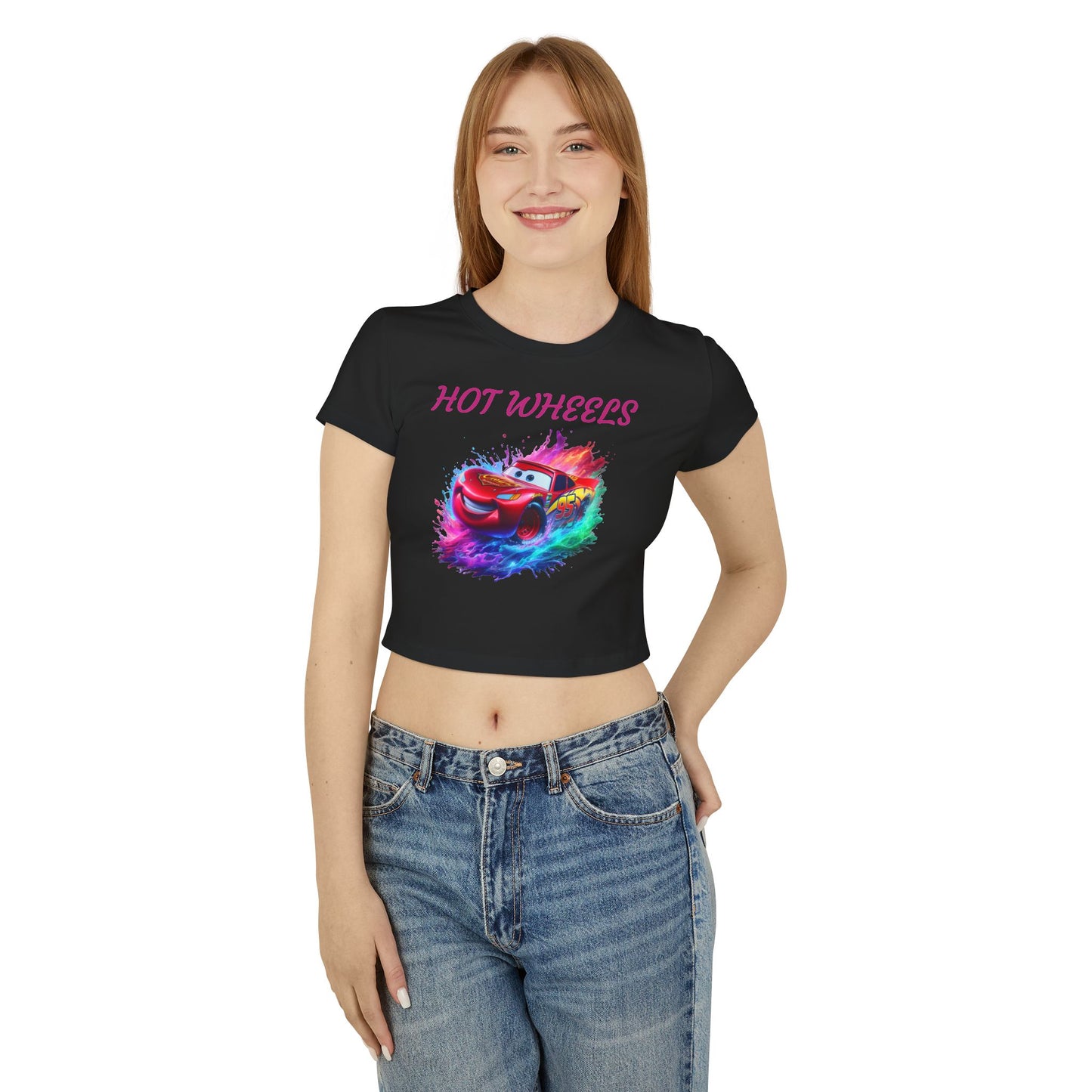 Princess Grace Hot Wheels Women's Baby Tee Colorful Lightning McQueen Shirt