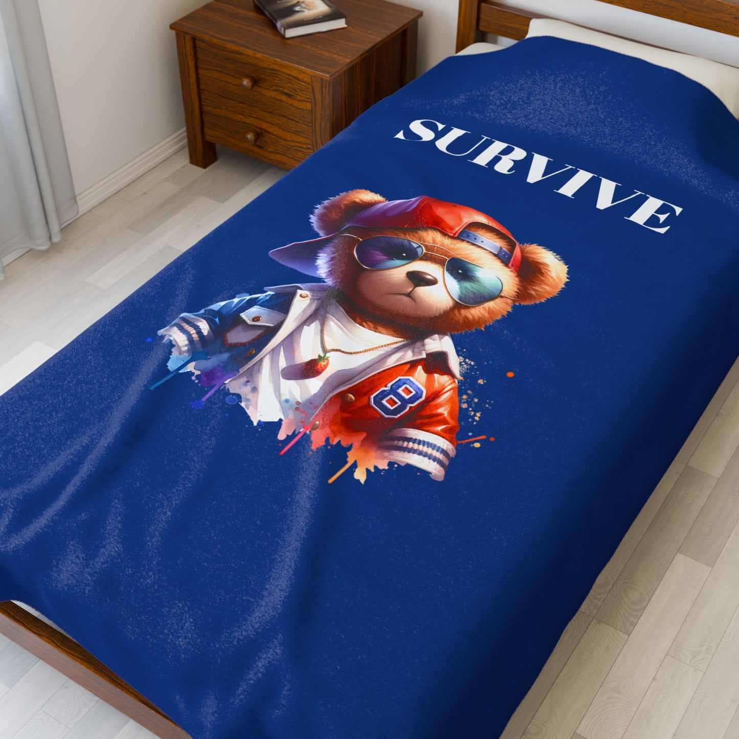 Princess Grace Survive Teddy Bear Velveteen Plush Blanket