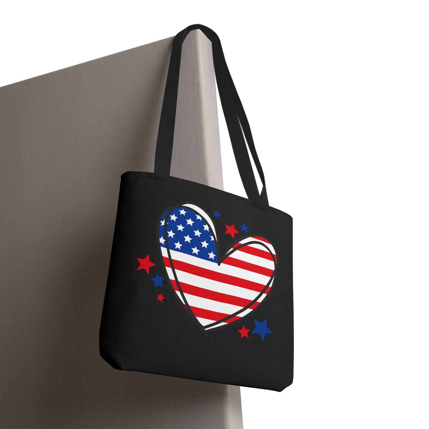 Princess Grace Patriotic Heart Tote Bag USA Flag Design for Holidays & Everyday Use