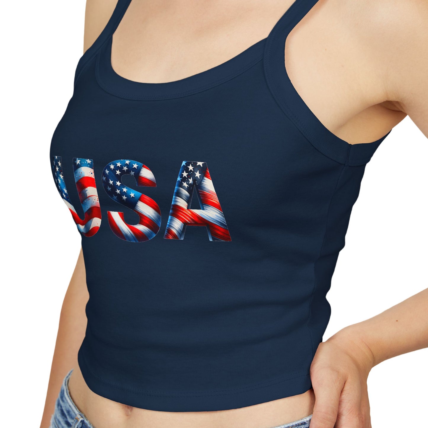 Princess Grace USA Flag Women's Spaghetti Strap Tank Top Patriotic Summer Wear