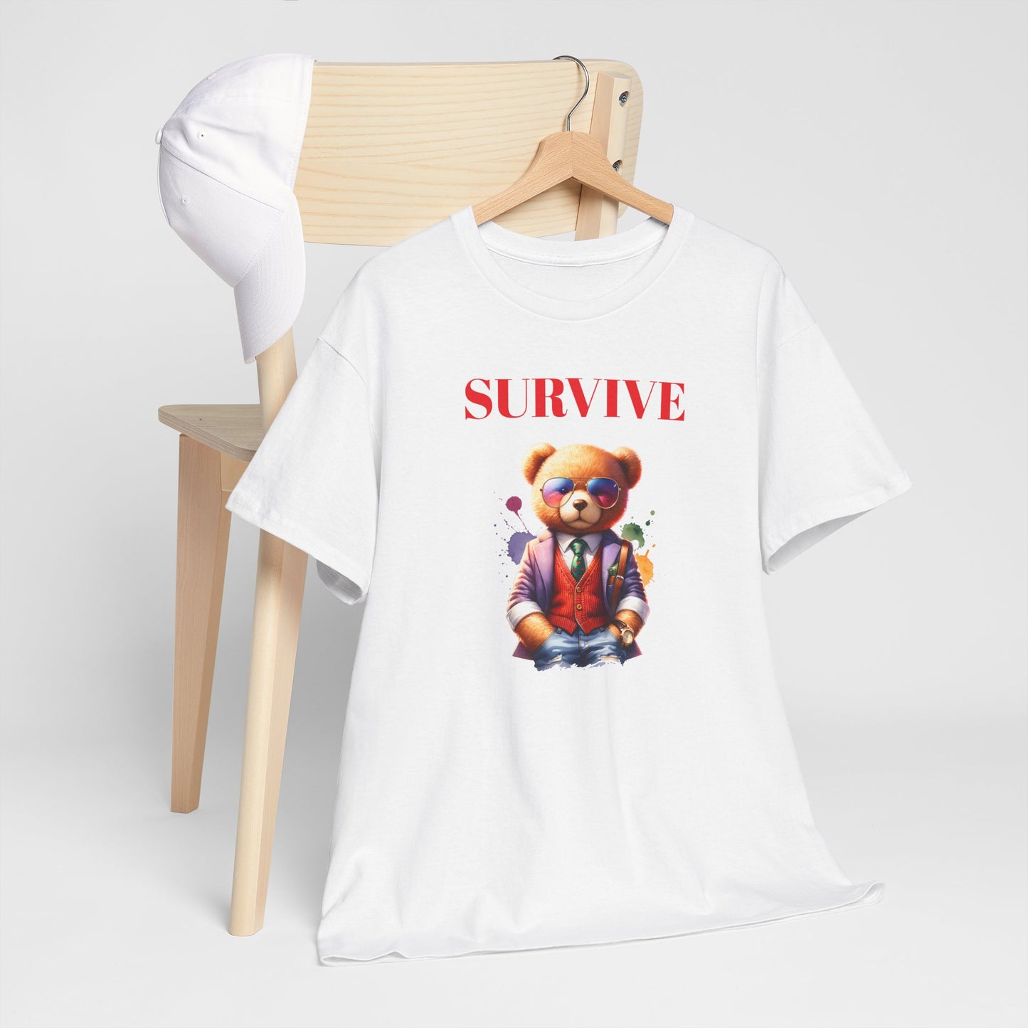 Princess Grace Survive Teddy Bear Graphic Unisex Heavy Cotton Tee