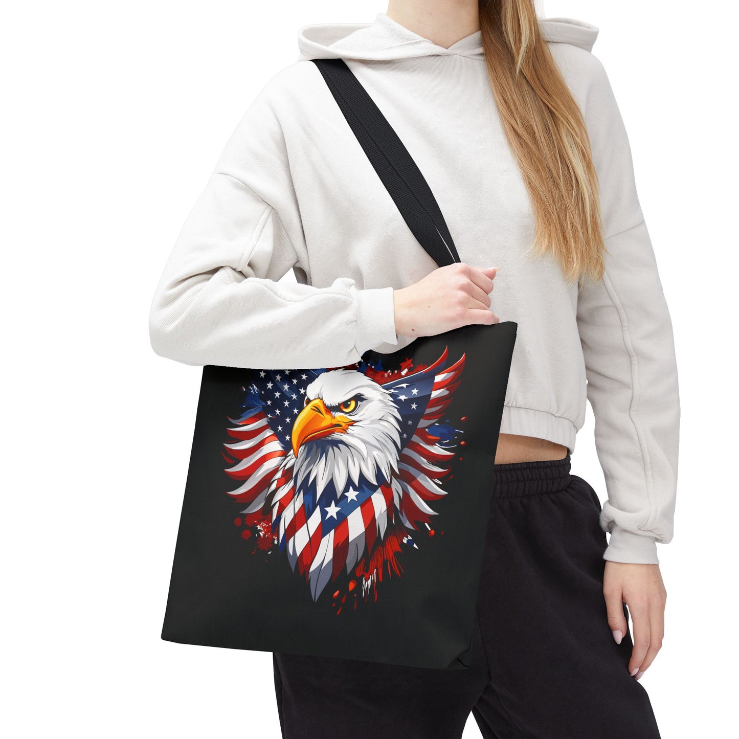 Princess Grace Patriotic Eagle Tote Bag American Flag Design for Fourth of July & Everyday Use