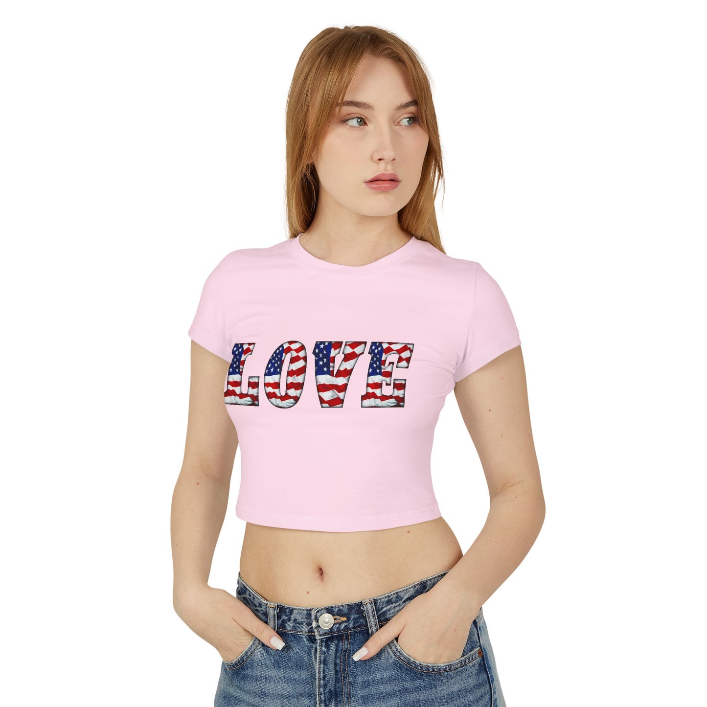 Princess Grace Patriotic Love Women's Baby Tee USA Flag Design